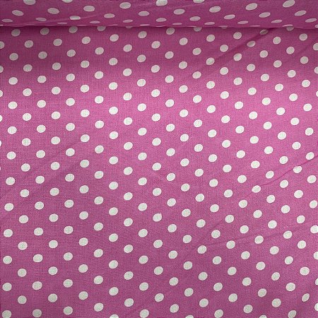 Tricoline Estampada Petit Poá Branco Fundo Chiclete