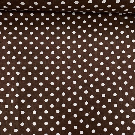 Tricoline Estampada Petit Poá Branco Fundo Marrom