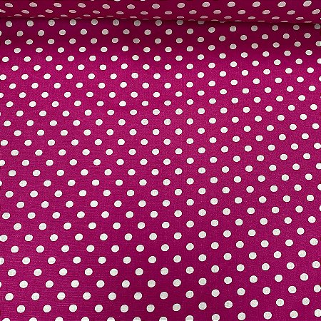 Tricoline Estampada Petit Poá Branco Fundo Rosa Pink