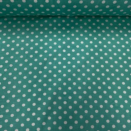 Tricoline Estampada Petit Poá Branco Fundo Verde Claro