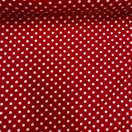 Tricoline Estampada Petit Poá Branco Fundo Vermelho