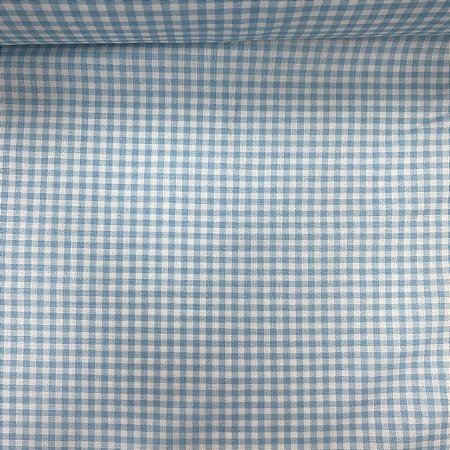 Tricoline Estampada Xadrez Azul Bebê