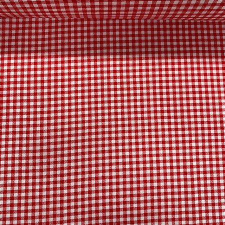 Tricoline Estampada Xadrez Vermelho e Branco