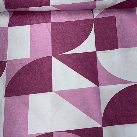 Percal Estampado 180 Fios Geométrico Rosa