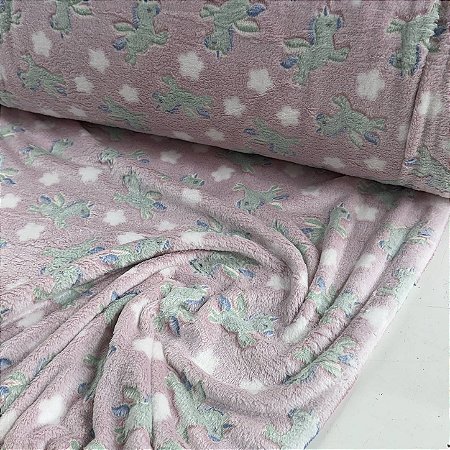 Fleece 3D Night Unicórnio Rosa