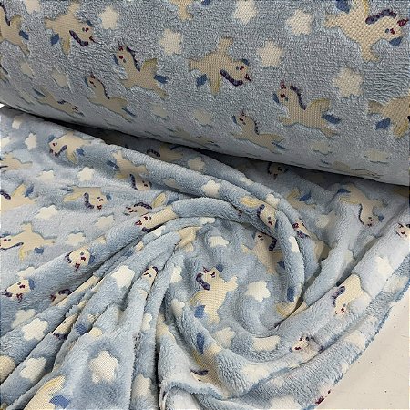 Fleece 3D Night Unicórnio Azul