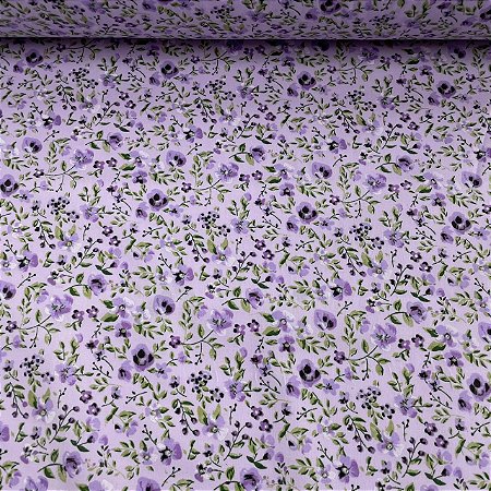Tricoline Estampada Floral Liberty Lavanda