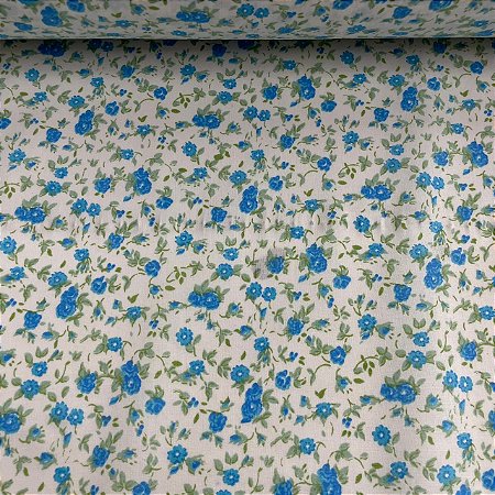 Tricoline Estampada Floral Liberty Classico Azul
