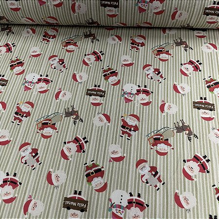 Tricoline Estampada Natalina Papai Noel Feliz Natal!