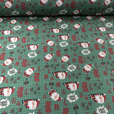 Tricoline Estampada Natalina Papai Noel Hoho