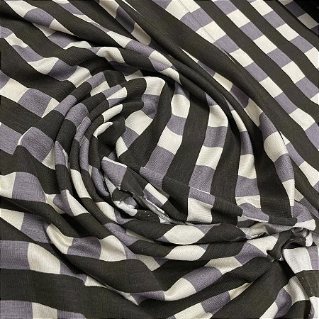 Viscolycra Estampada Xadrez Azul e Preto