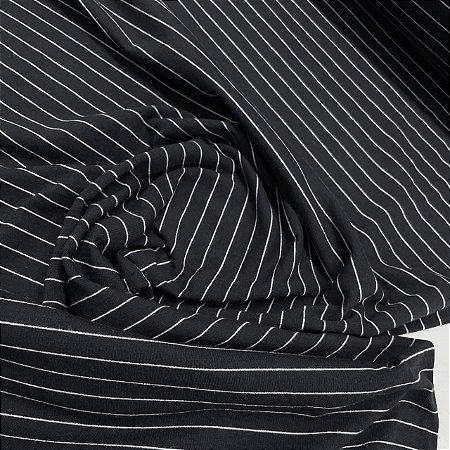 Malha Cotton Light Estampado Preto Com Listra Branca