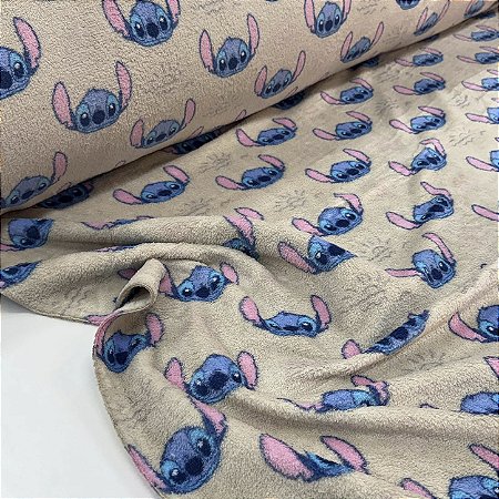 Ultra Fleece Estampado Stitch Fundo Bege
