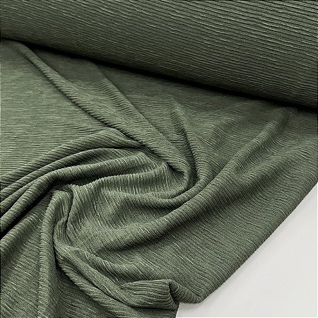 Malha Texture Plissada Verde Militar