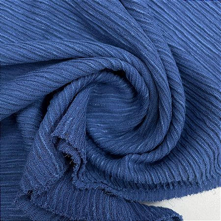 Malha Texture Plissada Azul Marinho