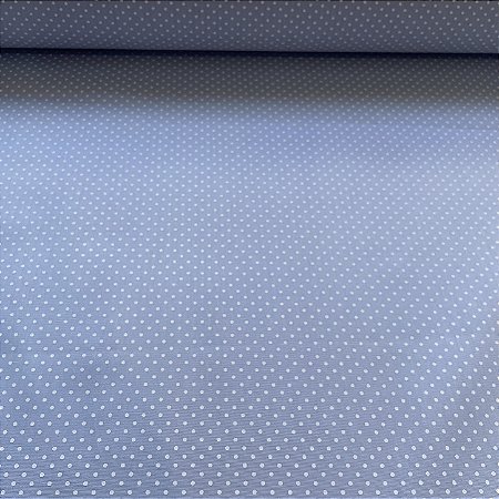 Tricoline Estampado Petit Poá Miudo Fundo Azul Bebê