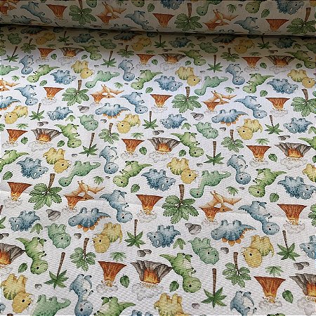Tricoline Estampado Infantil Dinossauros