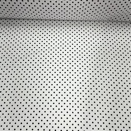 Tricoline Estampado Petit Poá Miudo Preto Fundo Branco