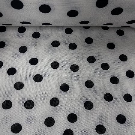 Liganete Estampada Bolinha Preta e Fundo Branco