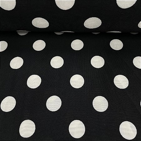 Liganete Estampada Bolinha Branca e Fundo Preto