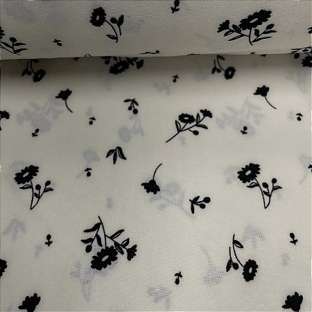 Liganete Estampada Florzinha Preta com Fundo Branco
