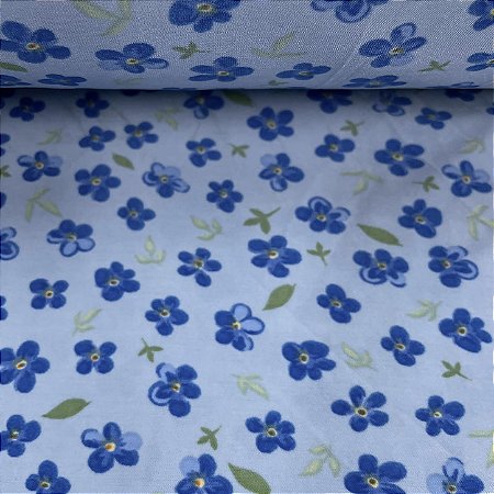 Liganete Estampada Florzinha Azul Royal com Fundo Azul Bebê