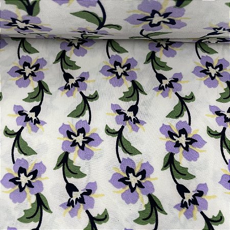 Liganete Estampada Florzinha Lilás com Fundo Branco