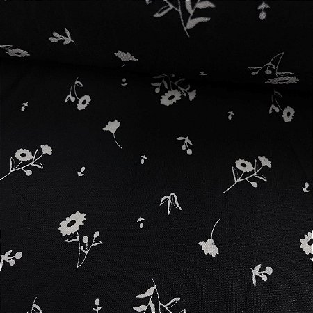 Liganete Estampada Florzinha Branca com Fundo Preto