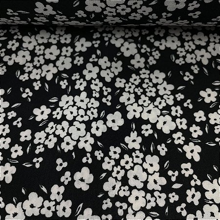 Liganete Estampada Florzinha Branca com Fundo Preto 1