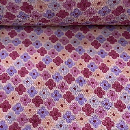 Liganete Estampada Florzinha Rosa Bebê,Rosa Pink e Lilás com Fundo Verde Branco