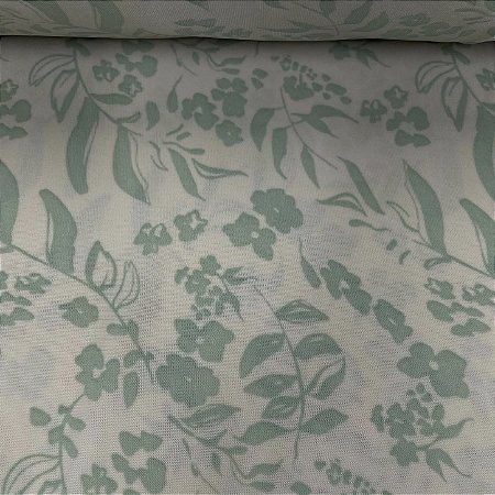 Liganete Estampada Folhinha Verde com Fundo Verde Menta