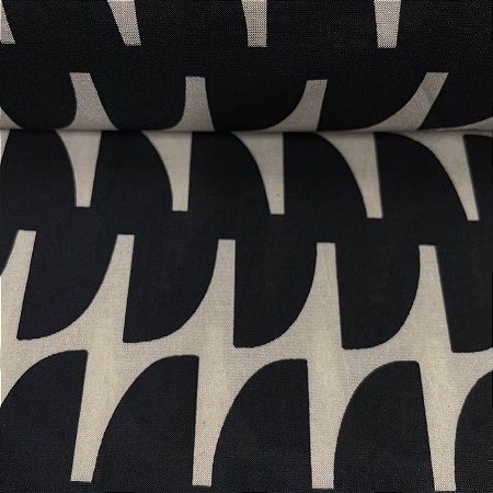 Liganete Estampada Ritmo Costeiro Preto com Fundo Branco