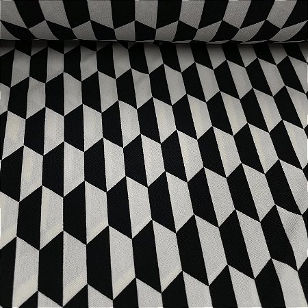 Liganete Estampada Hexágono Preto e Branco