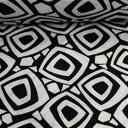 Liganete Estampada Quadrado Rotacionado Preto e Branco