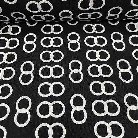 Liganete Estampada Arco Branco com Fundo Preto