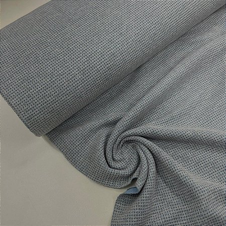 Malha Matelassê Cinza com Forro Azul