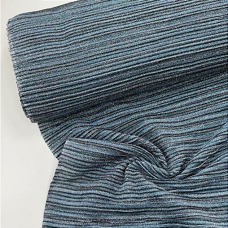 Lurex Plissado Listras Tons de Azul