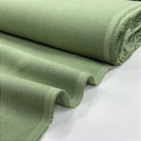 Tecido de Linho Puro Verde Militar