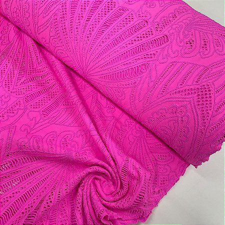 Suplex em Laise de Poliamida Trabalhado Savyon Rosa Pink