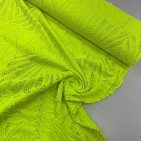 Suplex em Laise de Poliamida Trabalhado Savyon Amarelo Neon