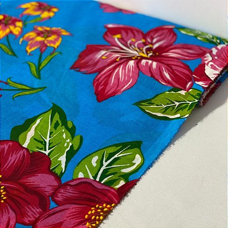 Chitao Estampado Fundo Azul A Catarinense Tecidos Entrega Rapida Para Todo O Brasil