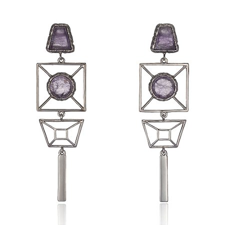 Brinco Boulevard 899 Burle Marx Ródio Negro Ametista