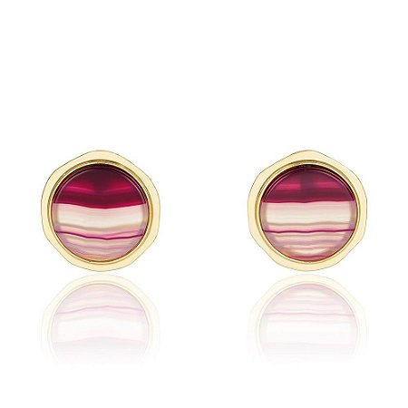 Brinco 913 Ouro Ágata Rosa