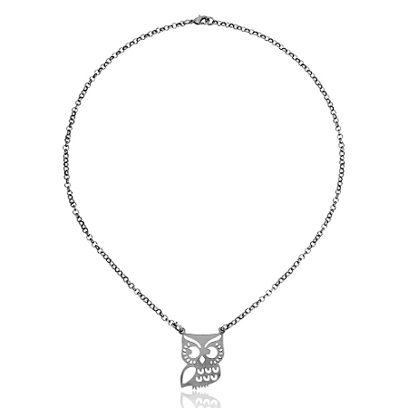 Colar Coruja Ródio Negro