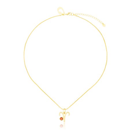 Pingente Astro Áries 413 Ouro Quartzo Laranja