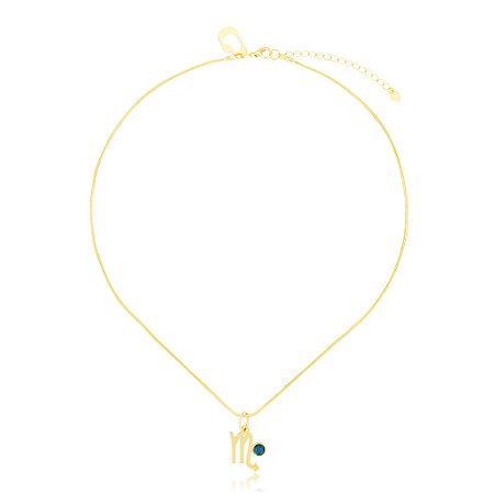 Pingente Astro Escorpião 420 Ouro Quartzo Azul