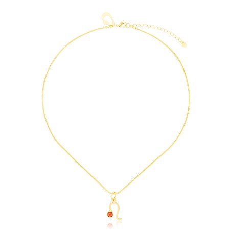 Pingente Astro Leão 417 Ouro Quartzo Laranja