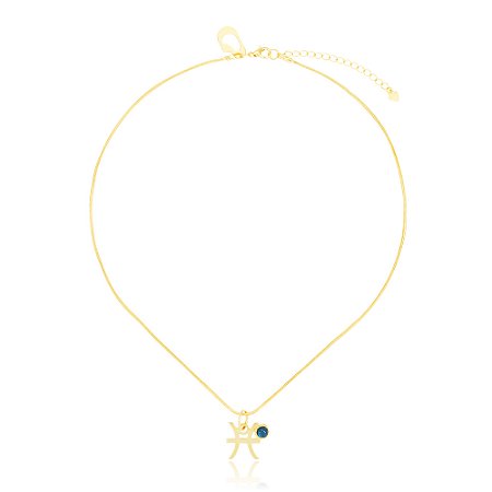 Pingente Astro Peixes 412 Ouro Quartzo Azul