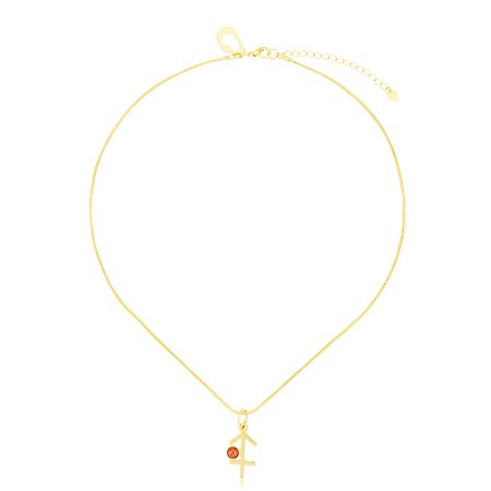 Pingente Astro Sagitário 421 Ouro Quartzo Laranja