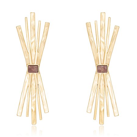 Brinco Vigas 1056 Ouro Quartzo Goiaba